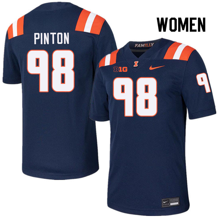 Women #98 Fabrizio Pinton Illinois Fighting Illini College Football Jerseys Stitched-Navy